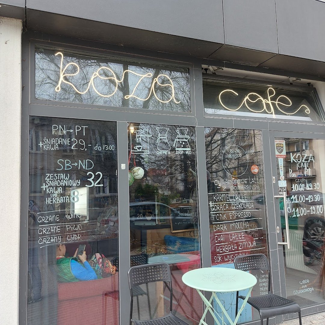 Storefront of Koza Cafe, specialty coffee shop in Warsaw