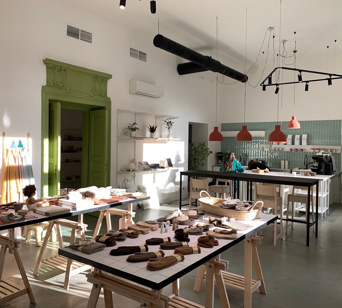 Interior of Shop Up Stories, specialty coffee shop in Prague