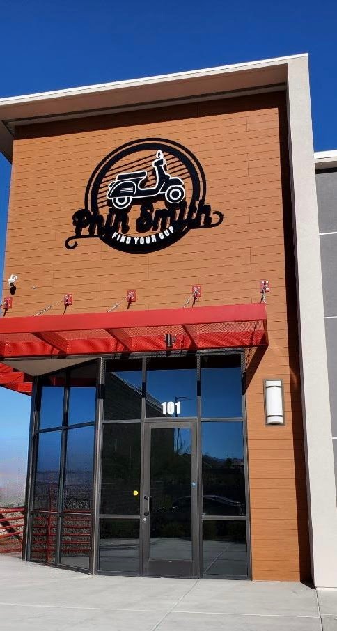 Storefront of Phin Smith Coffee House, specialty coffee shop in Las Vegas