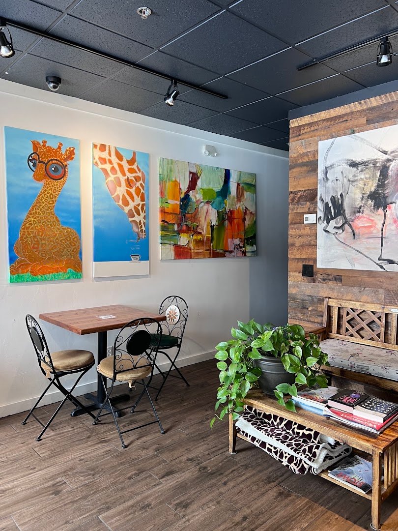 Interior of GiraKofi, specialty coffee shop in Stowe