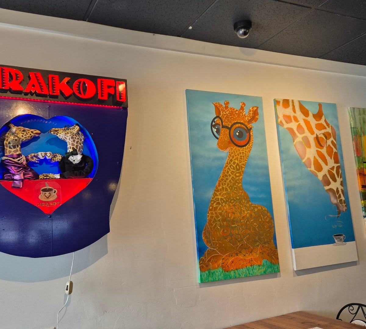 Interior of GiraKofi, specialty coffee shop in Stowe