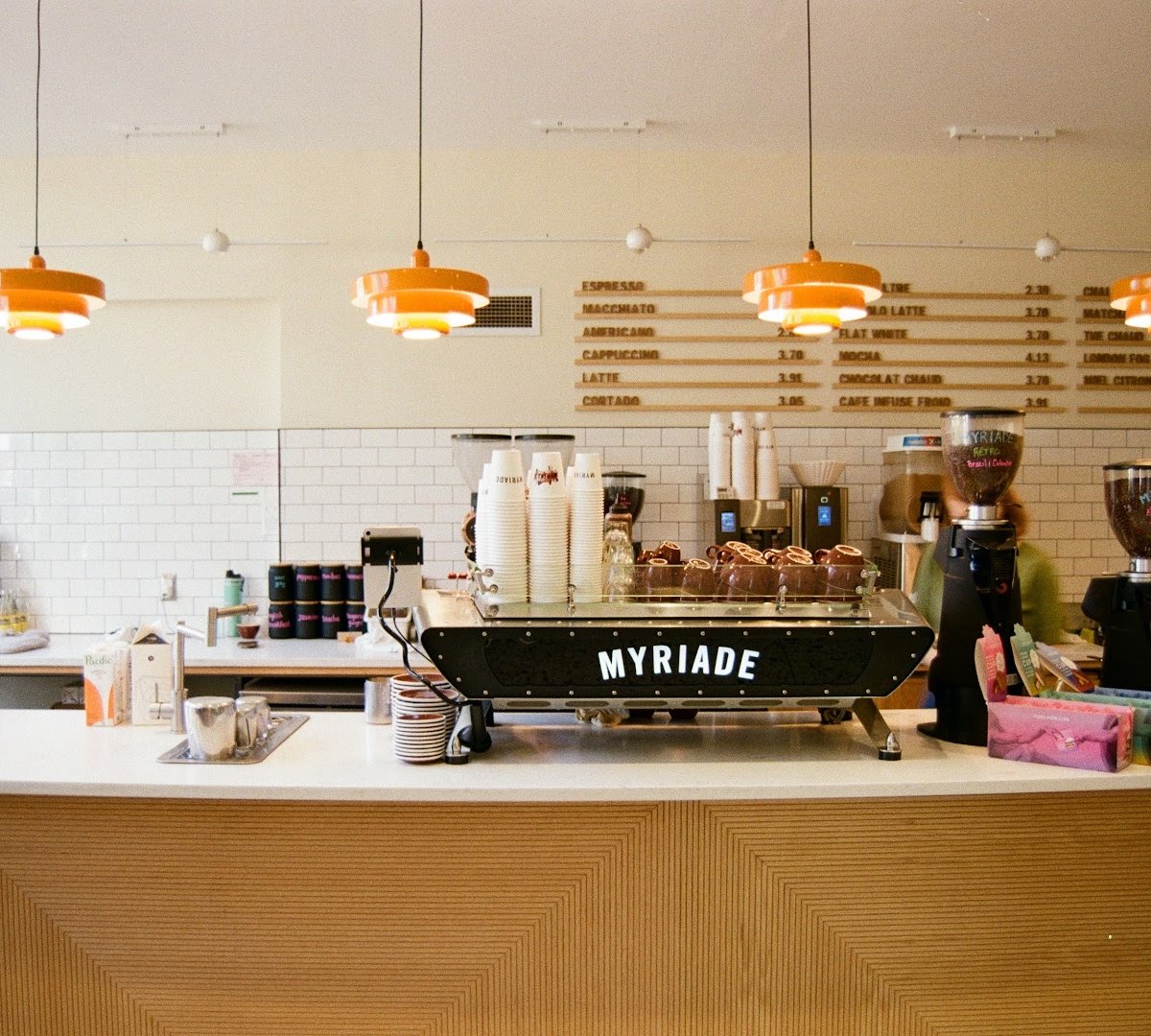 Interior of Café Myriade - Shaughnessy Village, specialty coffee shop in Montreal