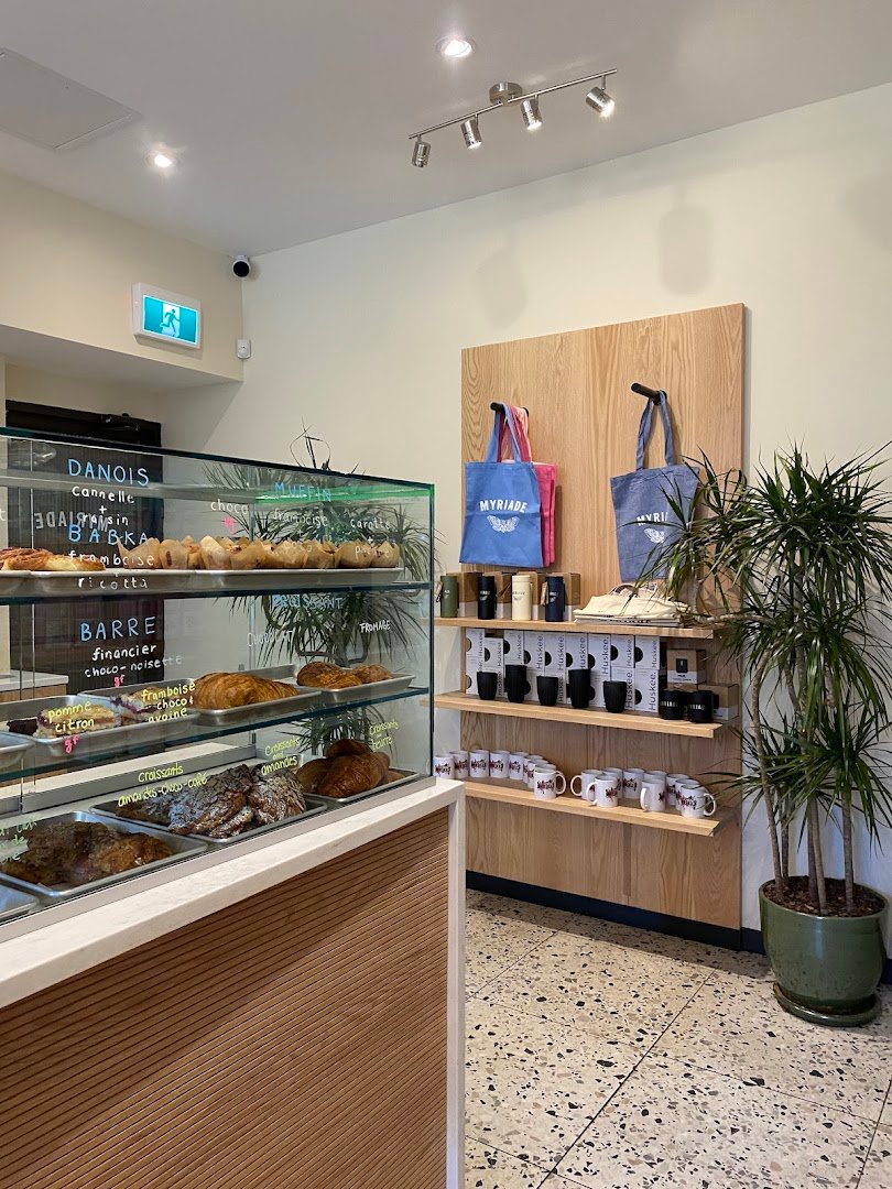 Interior of Café Myriade - Shaughnessy Village, specialty coffee shop in Montreal