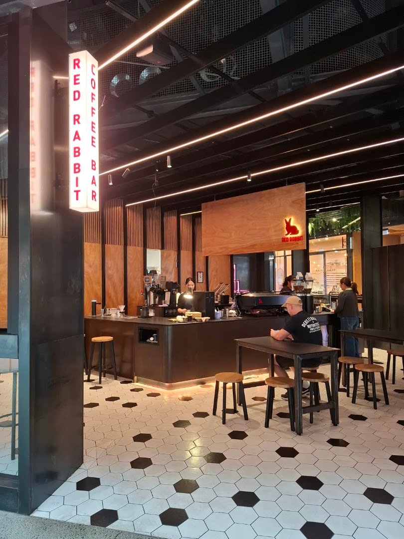 Interior of Red Rabbit Coffee, specialty coffee shop in Auckland