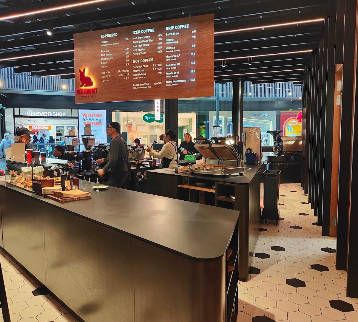 Interior of Red Rabbit Coffee, specialty coffee shop in Auckland