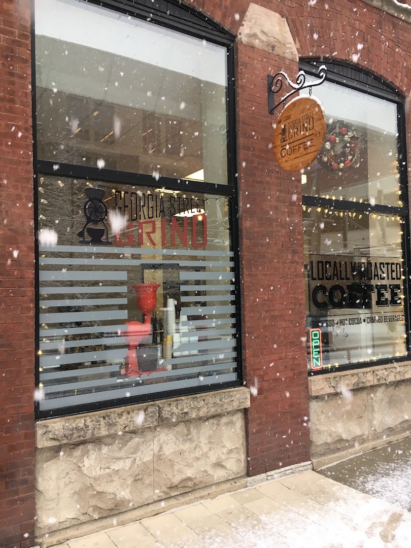 Storefront of Georgia Street Grind, specialty coffee shop in Indianapolis