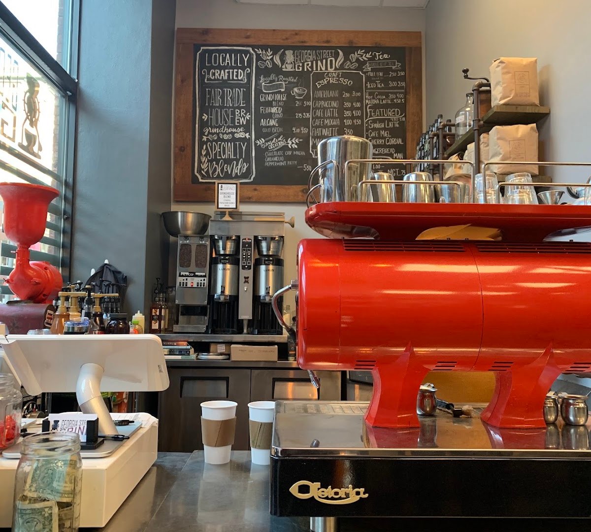Interior of Georgia Street Grind, specialty coffee shop in Indianapolis
