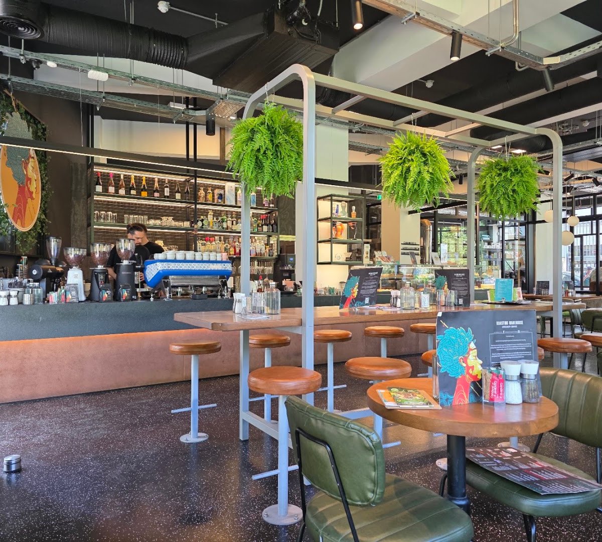 Interior of Roasting Warehouse Athens, specialty coffee shop in Athens