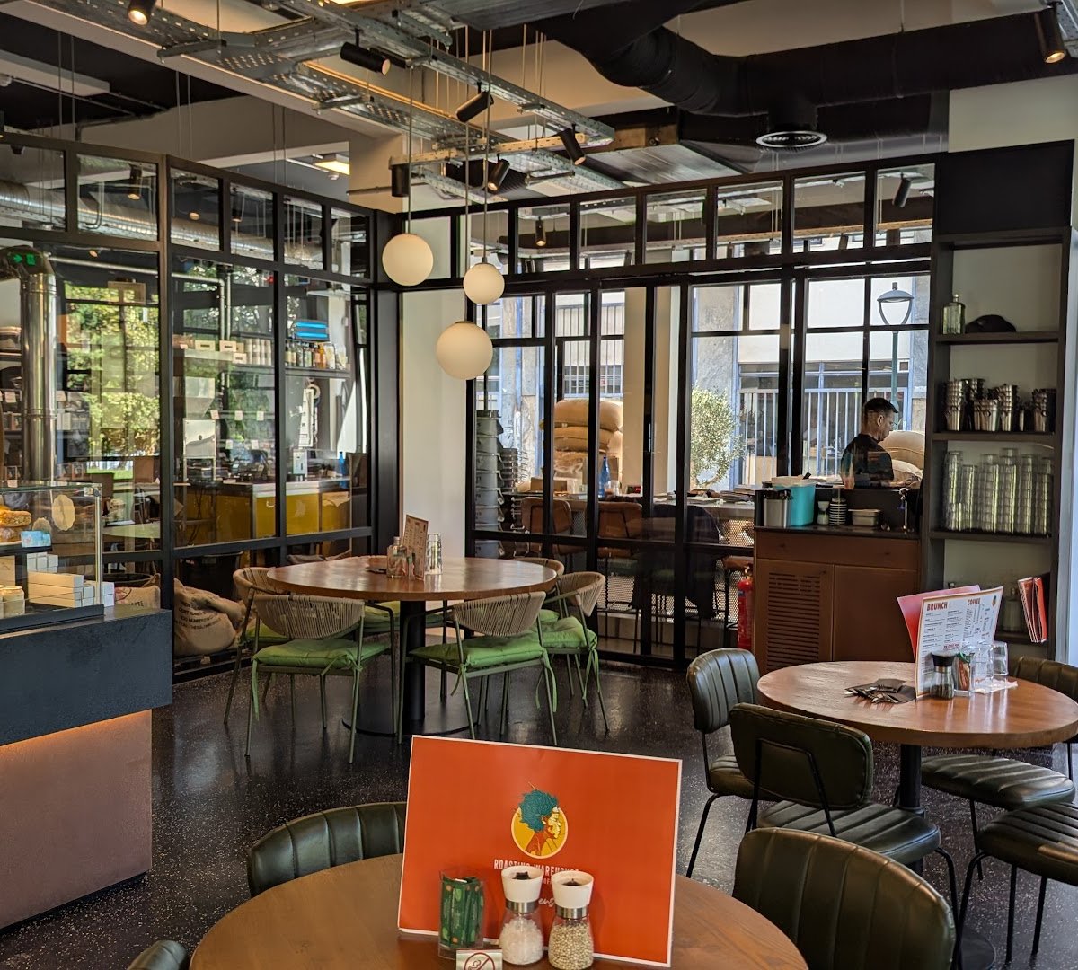 Interior of Roasting Warehouse Athens, specialty coffee shop in Athens