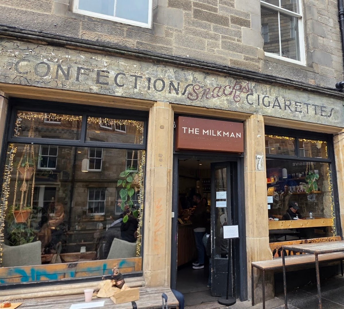 Storefront of The Milkman, specialty coffee shop in Edinburgh