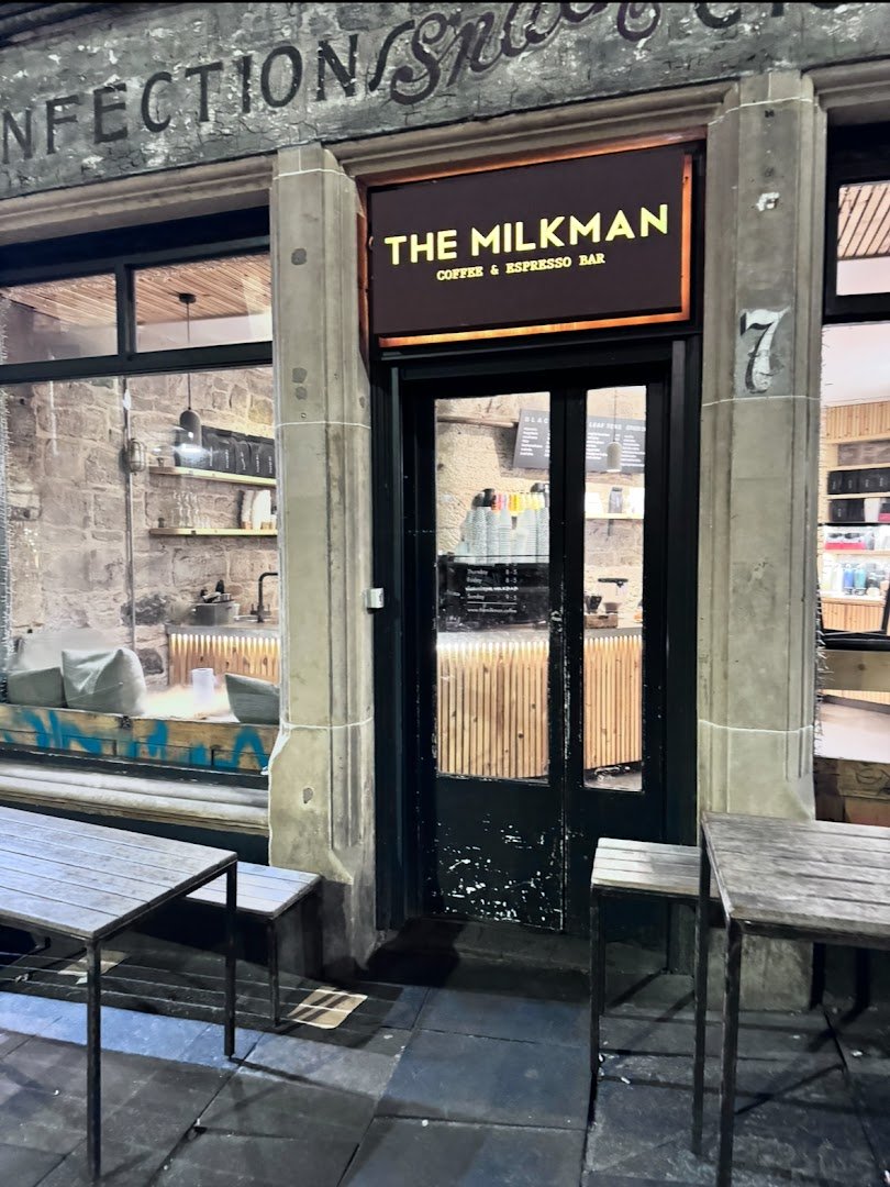 Storefront of The Milkman, specialty coffee shop in Edinburgh