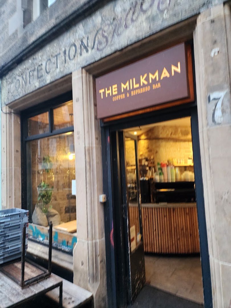 Storefront of The Milkman, specialty coffee shop in Edinburgh