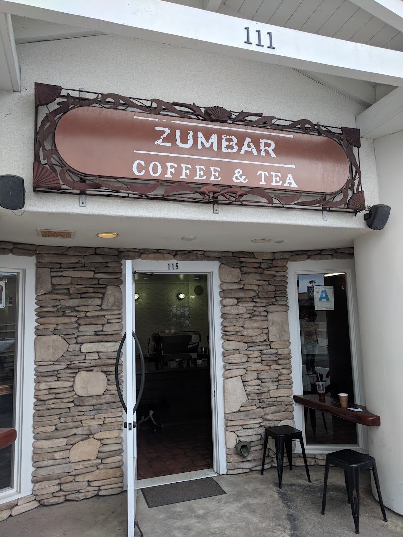 Storefront of Zumbar Coffee & Tea, specialty coffee shop in San Diego