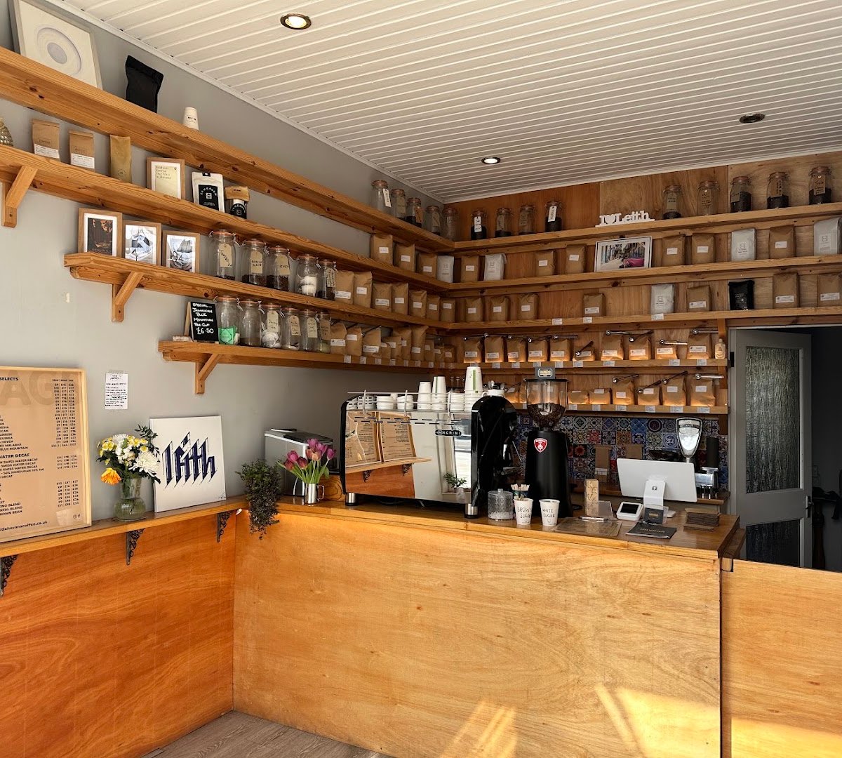Interior of Little Havana Coffee Store, specialty coffee shop in Edinburgh