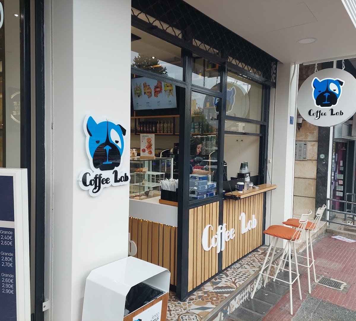Storefront of Coffee Lab Kato Patisia, specialty coffee shop in Athens