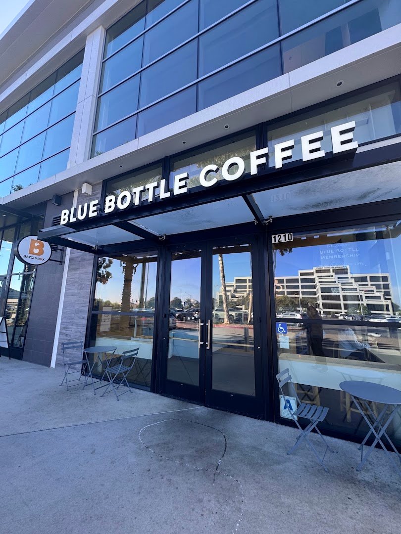 Storefront of Blue Bottle Coffee, specialty coffee shop in San Diego