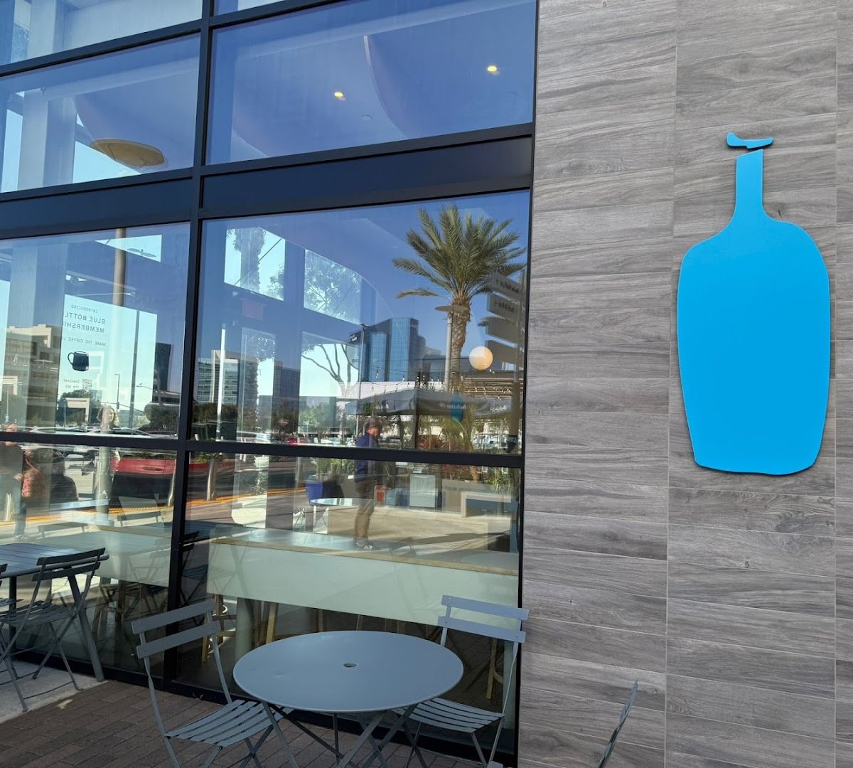 Storefront of Blue Bottle Coffee, specialty coffee shop in San Diego