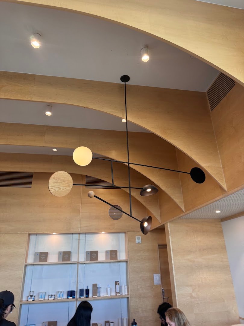 Interior of Blue Bottle Coffee, specialty coffee shop in San Diego
