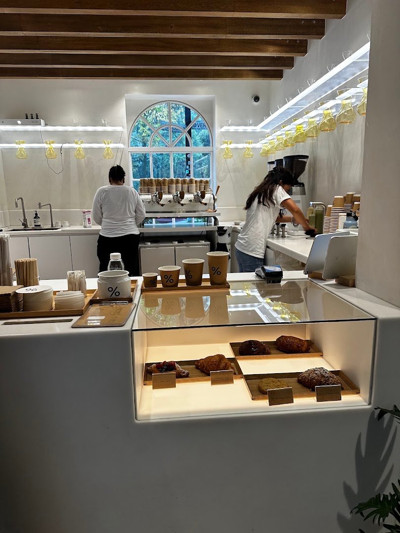 Interior of % ARABICA, specialty coffee shop in Mexico City