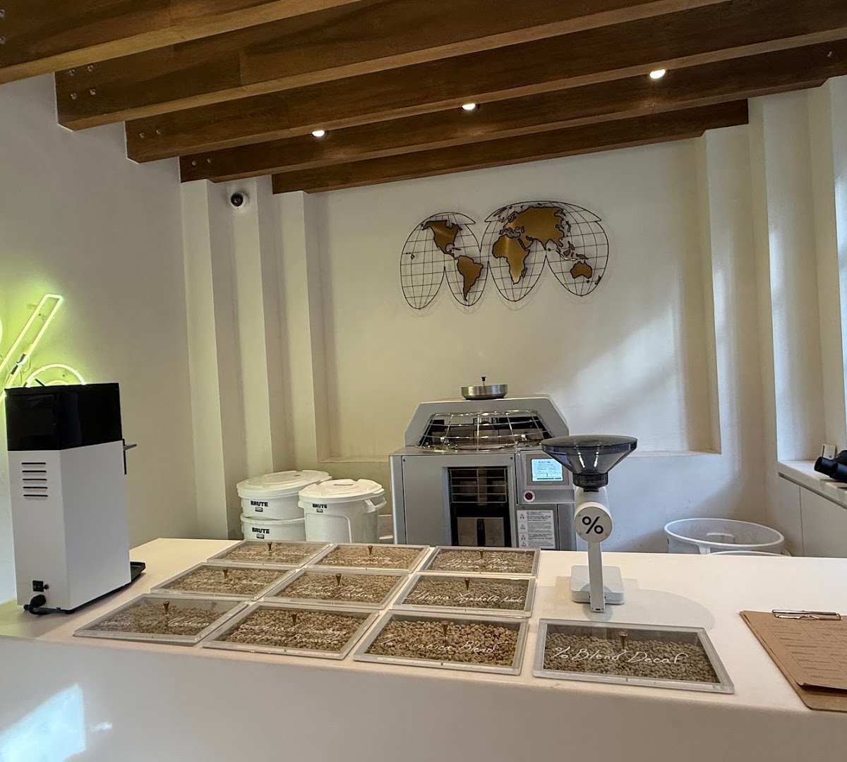 Interior of % ARABICA, specialty coffee shop in Mexico City