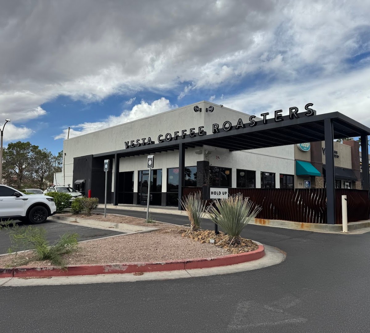 Storefront of Vesta Coffee Roasters, specialty coffee shop in Las Vegas