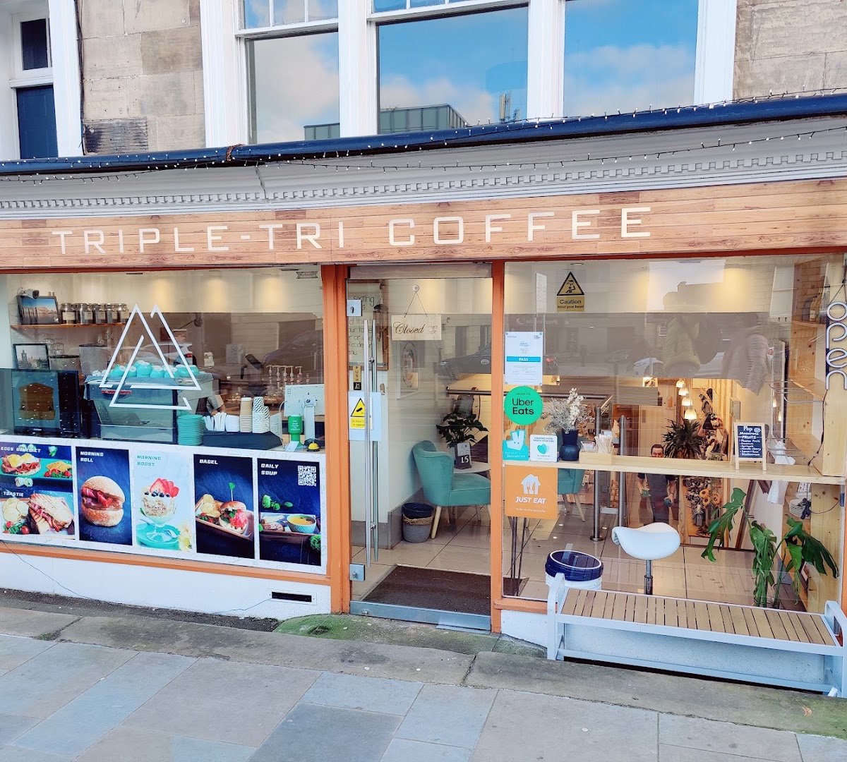 Storefront of Triple-Tri Coffee, specialty coffee shop in Edinburgh