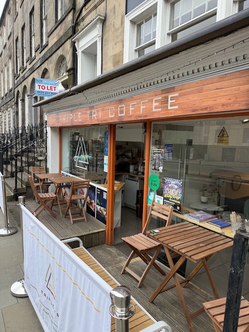 Storefront of Triple-Tri Coffee, specialty coffee shop in Edinburgh