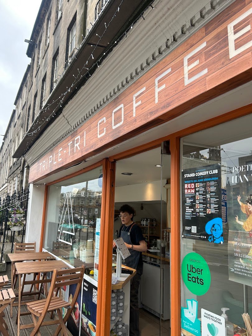 Storefront of Triple-Tri Coffee, specialty coffee shop in Edinburgh
