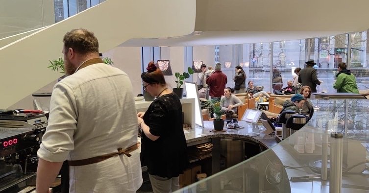 Interior of Atrium Coffee, specialty coffee shop in Manchester