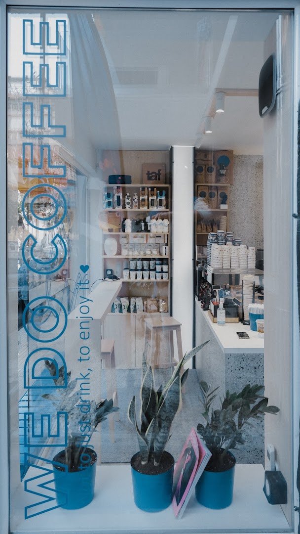 Storefront of Long Talk Coffee, specialty coffee shop in Athens