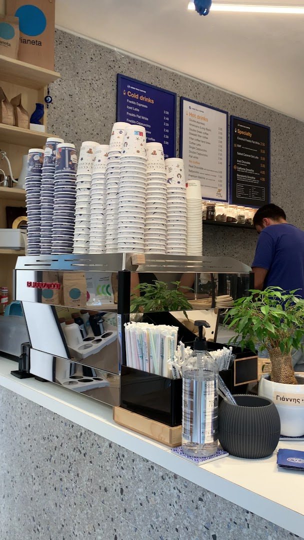 Interior of Long Talk Coffee, specialty coffee shop in Athens