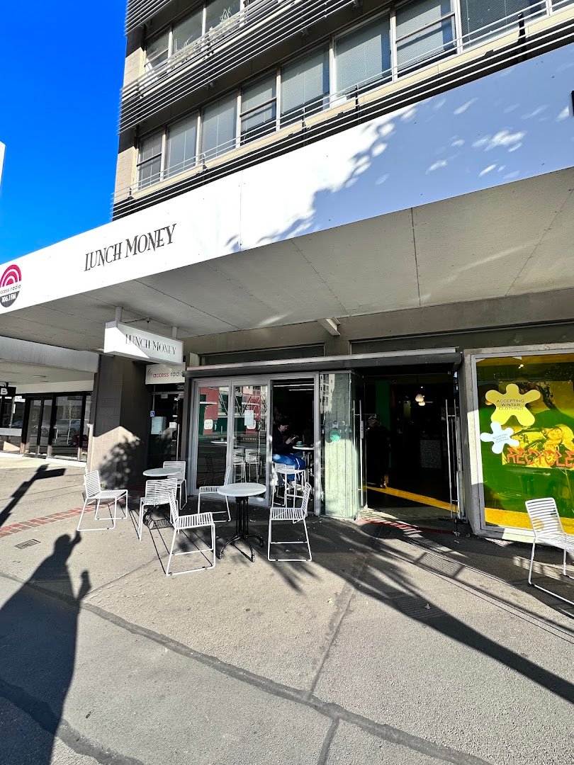 Storefront of Lunch Money, specialty coffee shop in Wellington