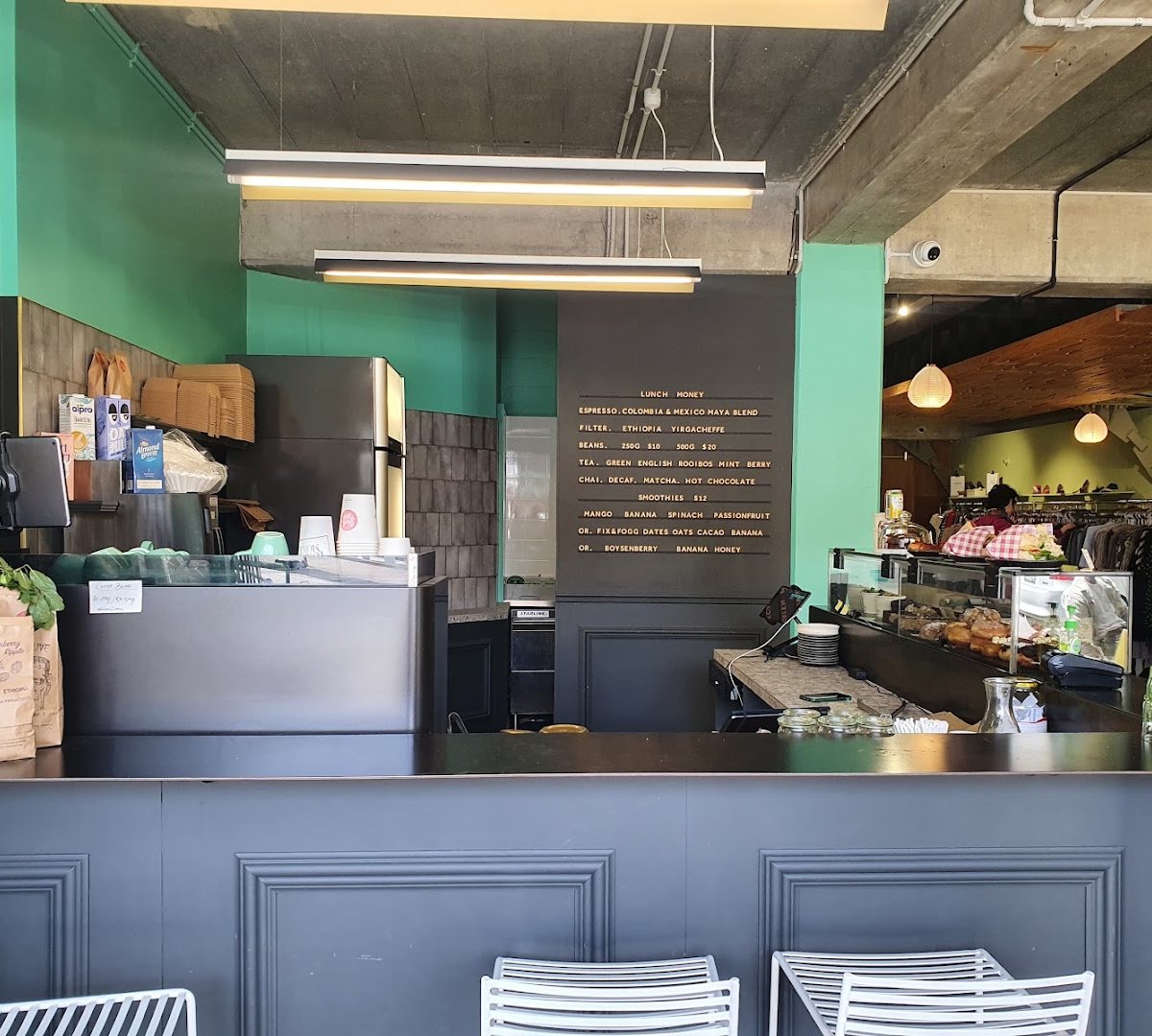 Interior of Lunch Money, specialty coffee shop in Wellington