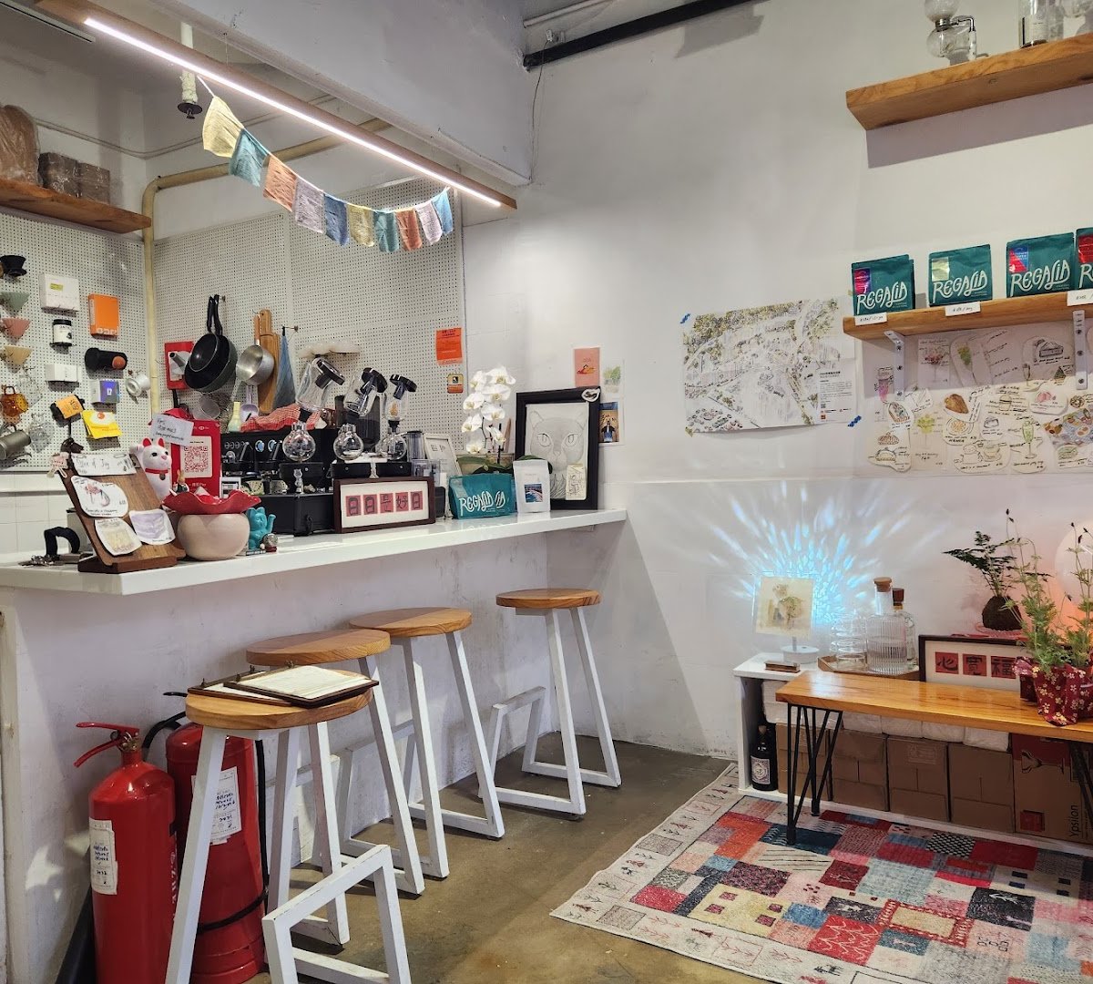 Interior of Lazzy Project, specialty coffee shop in Hong Kong