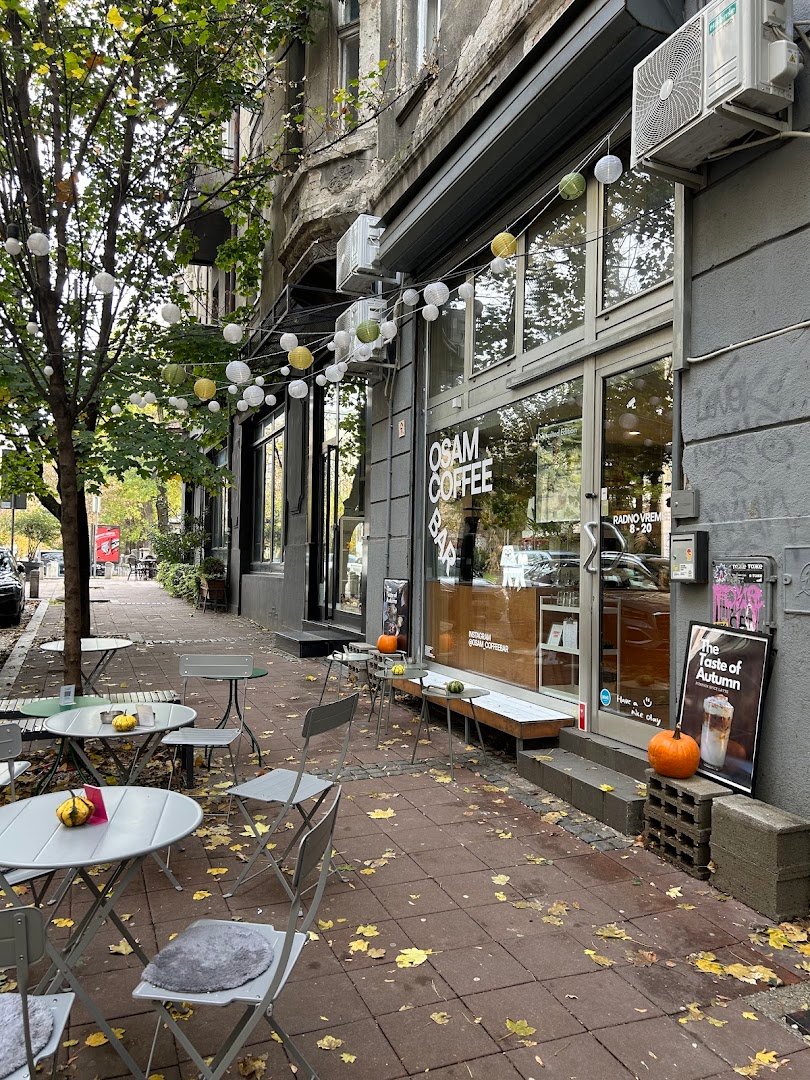 Storefront of OSAM specialty coffee, specialty coffee shop in Belgrade