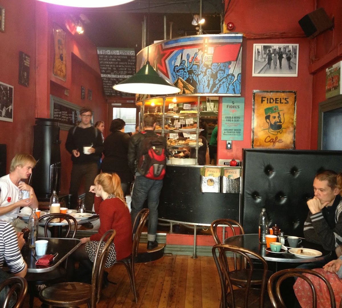 Interior of Fidel's Cafe, specialty coffee shop in Wellington