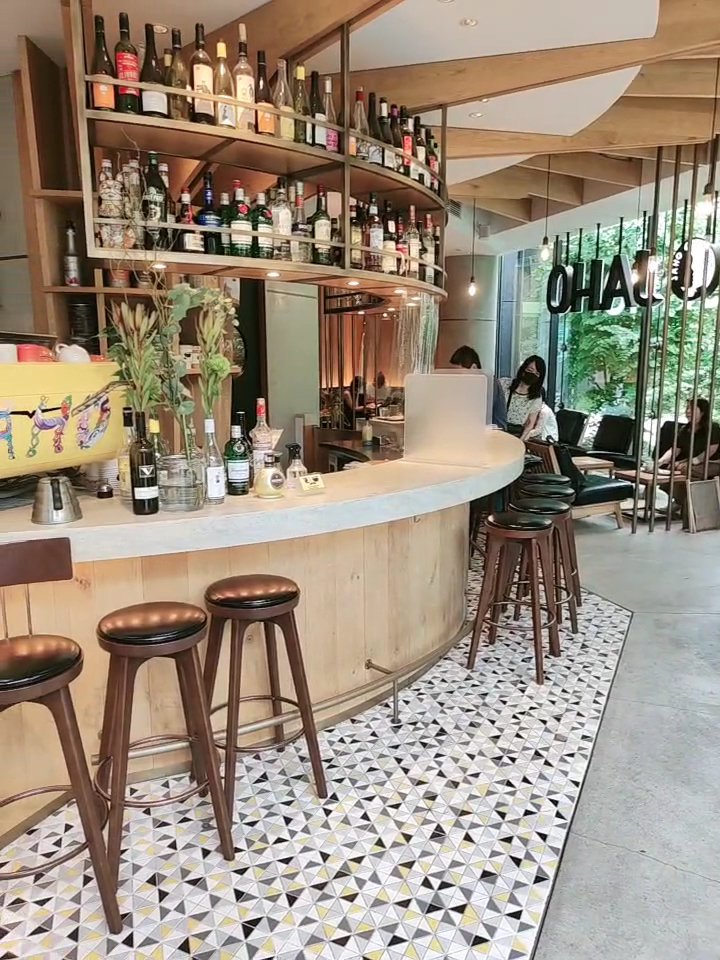 Interior of Jaho Coffee Roaster & Wine Bar, specialty coffee shop in Tokyo