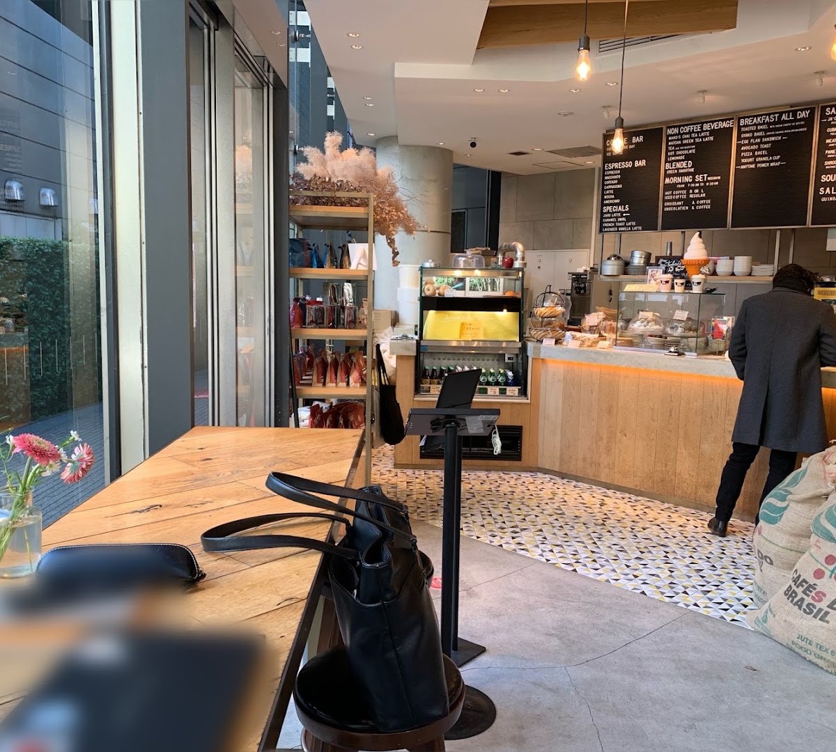 Interior of Jaho Coffee Roaster & Wine Bar, specialty coffee shop in Tokyo