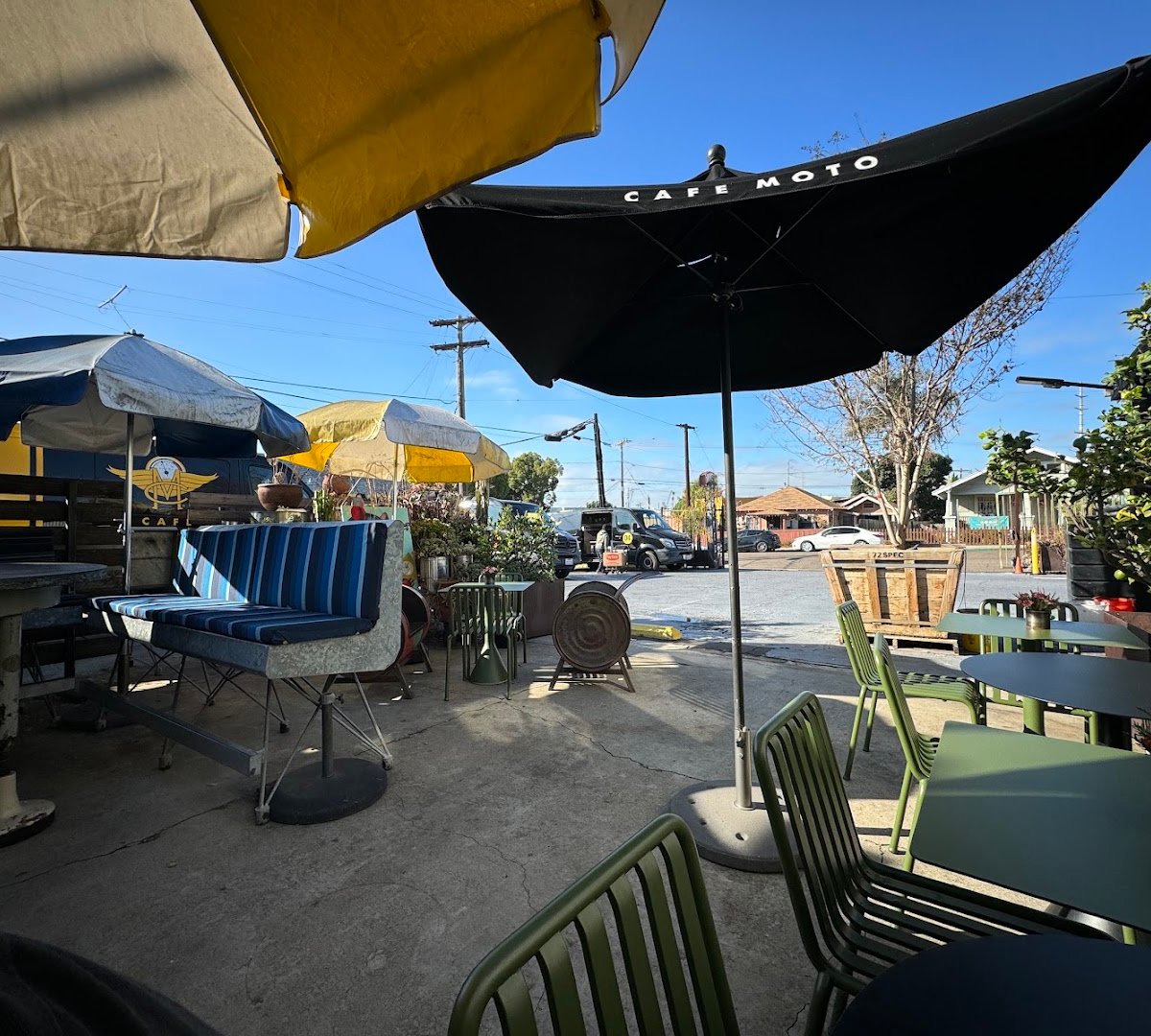 Storefront of Cafe Moto, specialty coffee shop in San Diego