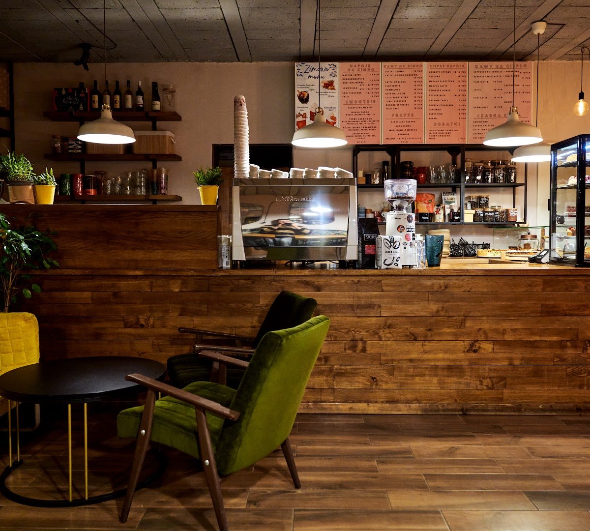 Interior of Frykasy Rarytasy, specialty coffee shop in Warsaw