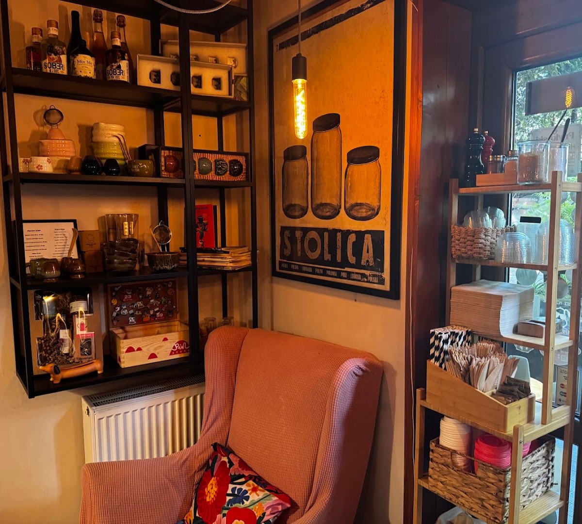 Interior of Frykasy Rarytasy, specialty coffee shop in Warsaw