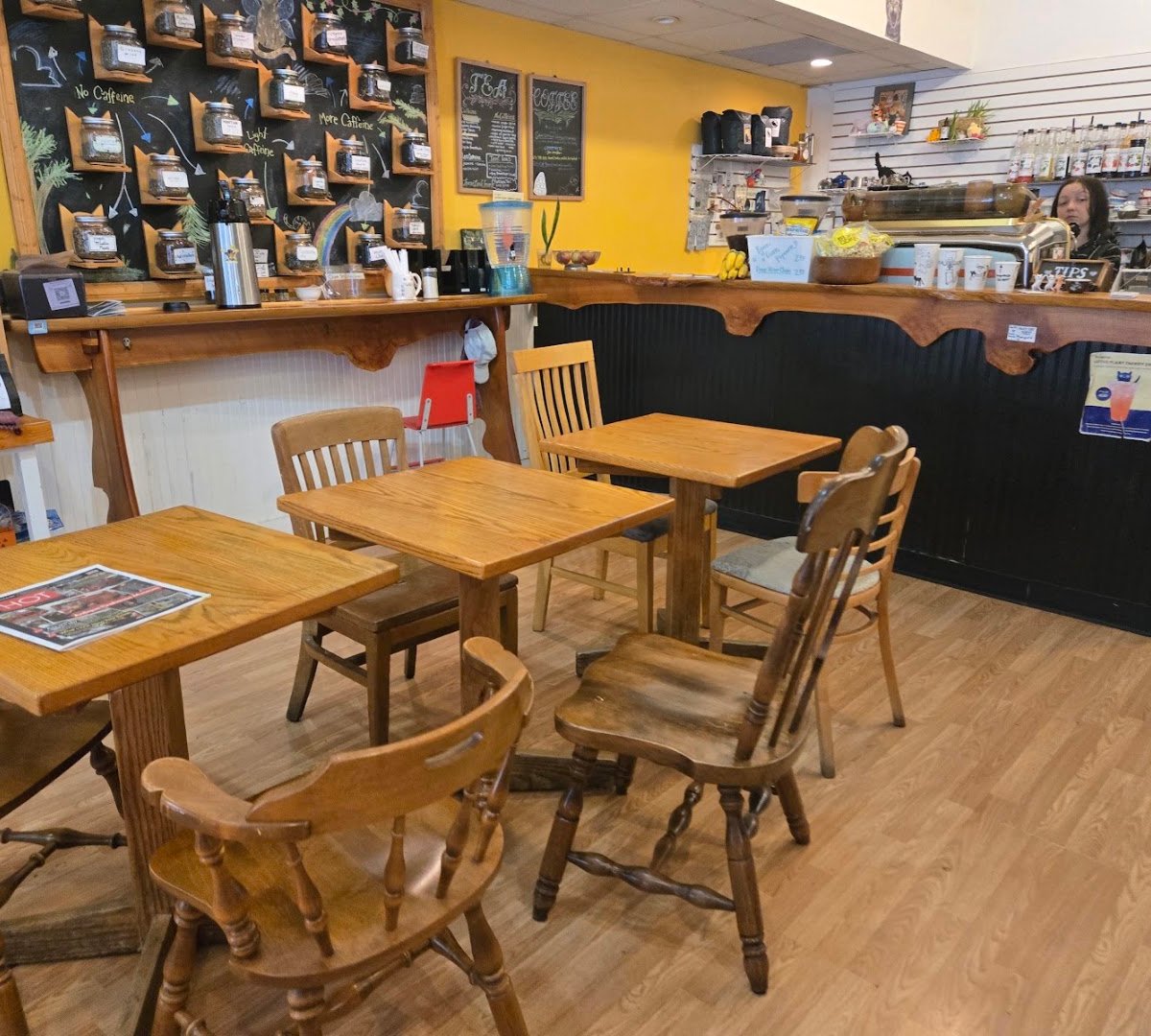 Interior of Alley Cat Cafe, specialty coffee shop in Ithaca