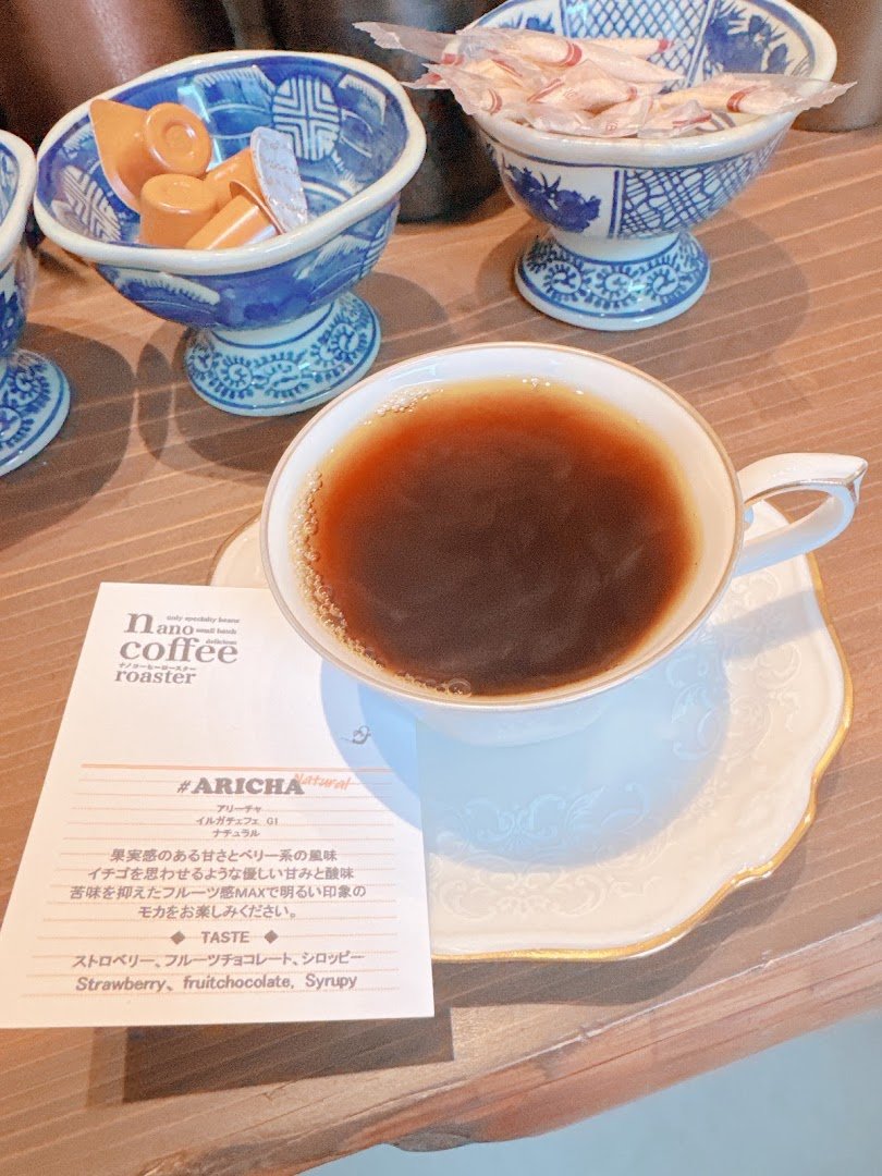 Coffee at nano-coffeeroaster, specialty coffee shop in Tokyo