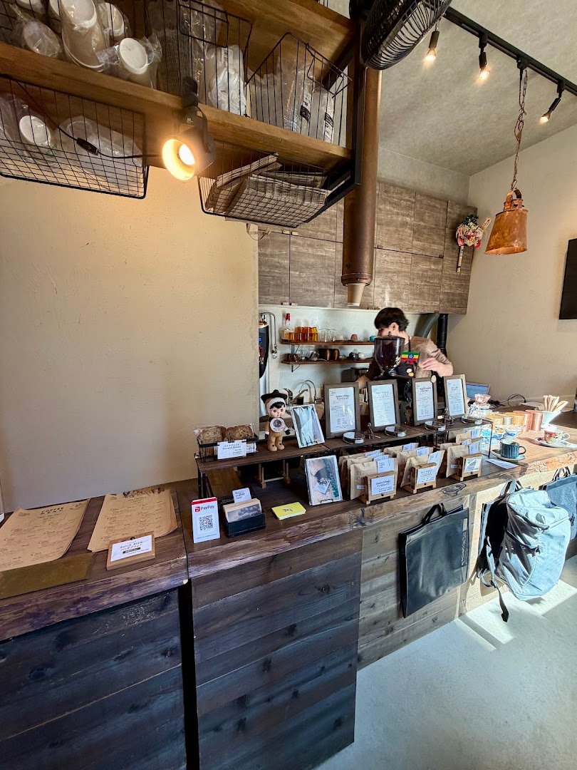 Interior of nano-coffeeroaster, specialty coffee shop in Tokyo