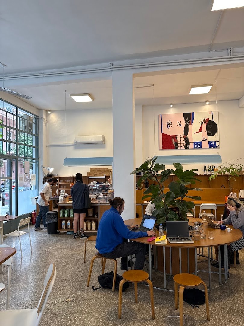 Interior of KICK, specialty coffee shop in Athens