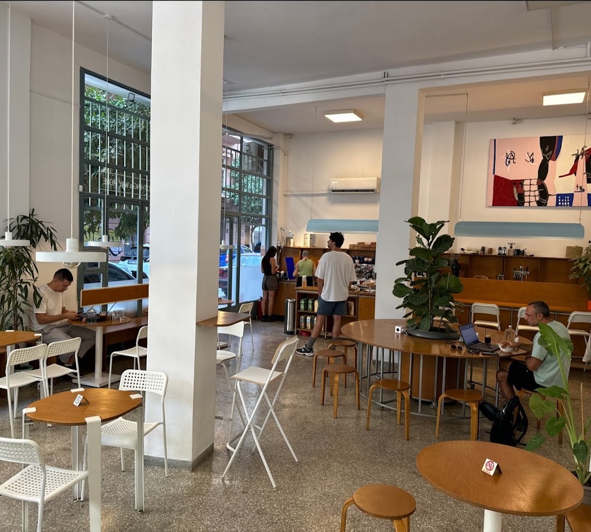 Interior of KICK, specialty coffee shop in Athens