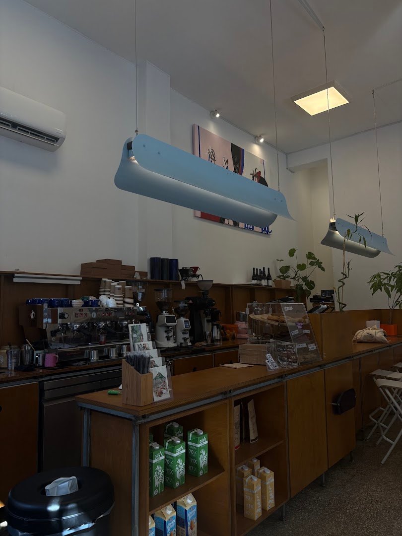 Interior of KICK, specialty coffee shop in Athens
