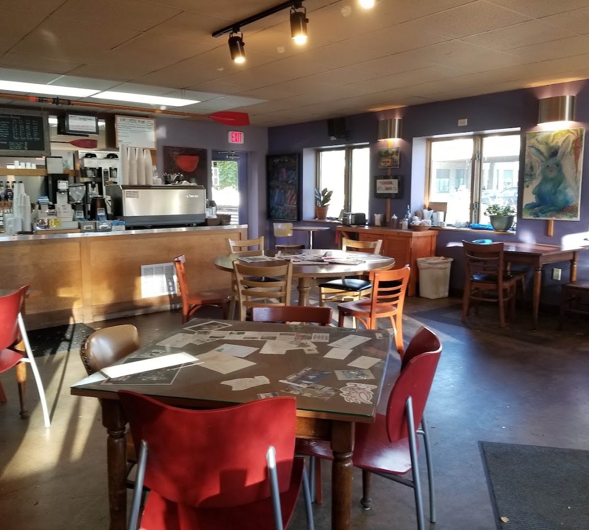 Interior of EVP Coffee East, specialty coffee shop in Madison