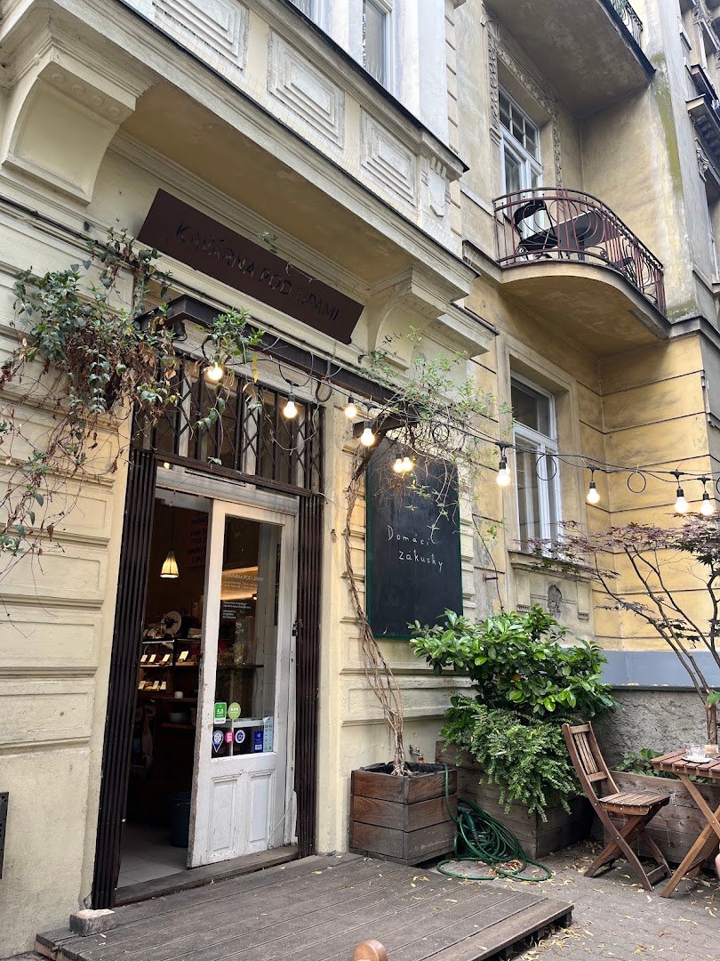 Storefront of Cafe Pod Lipami, specialty coffee shop in Prague