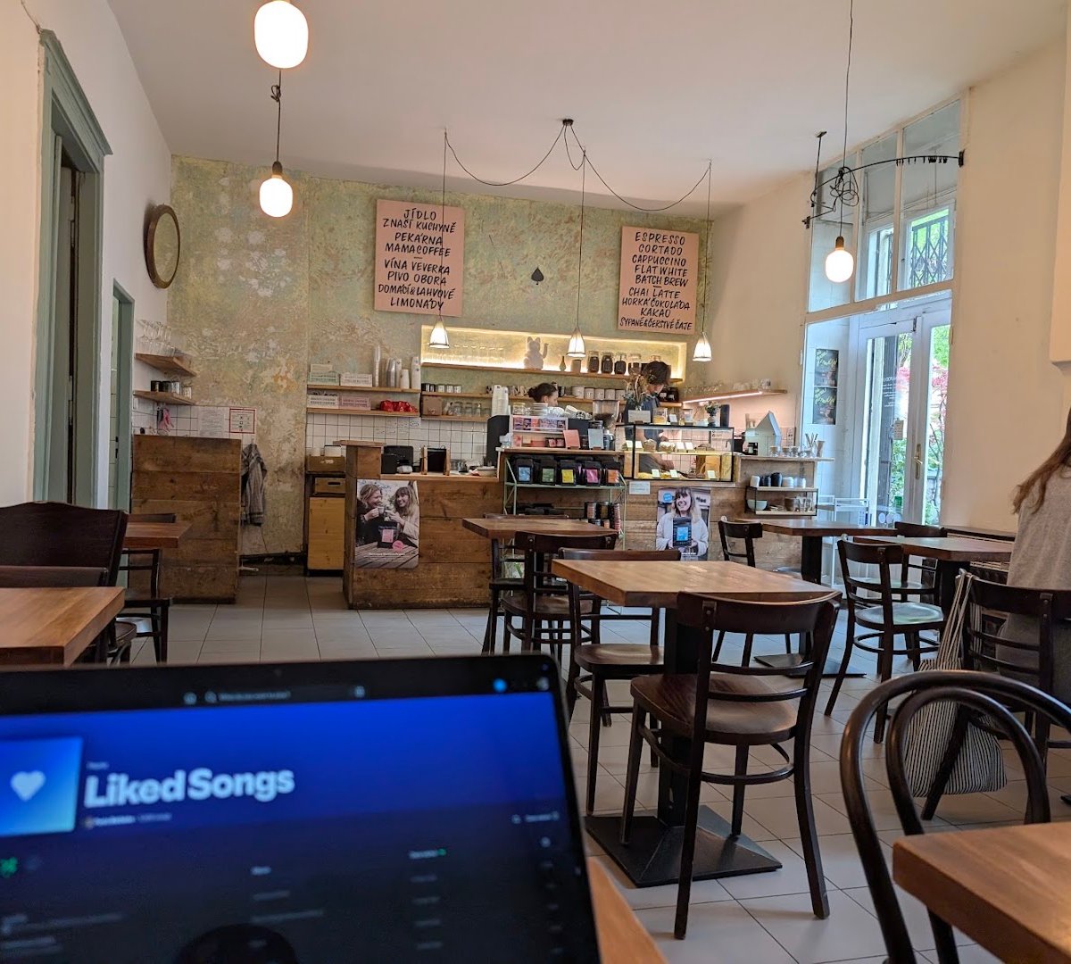 Interior of Cafe Pod Lipami, specialty coffee shop in Prague